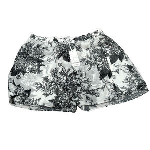 Curations X Amy Morrison Womens White Black Floral Elastic Waist Skort Sz 3X NWT